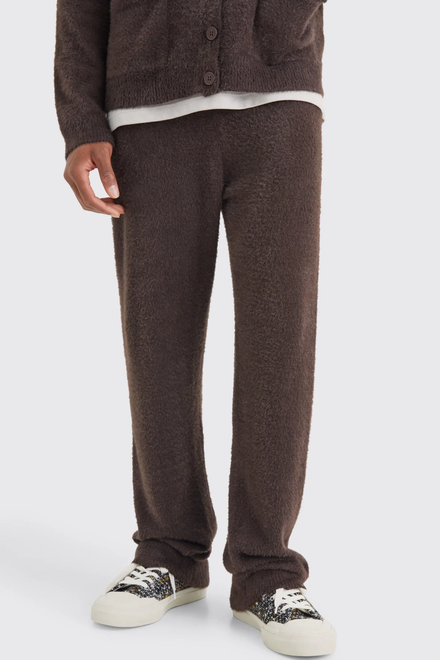 boohooMAN Relaxed Fluffy Knitted Joggers | UK| Tracksuits