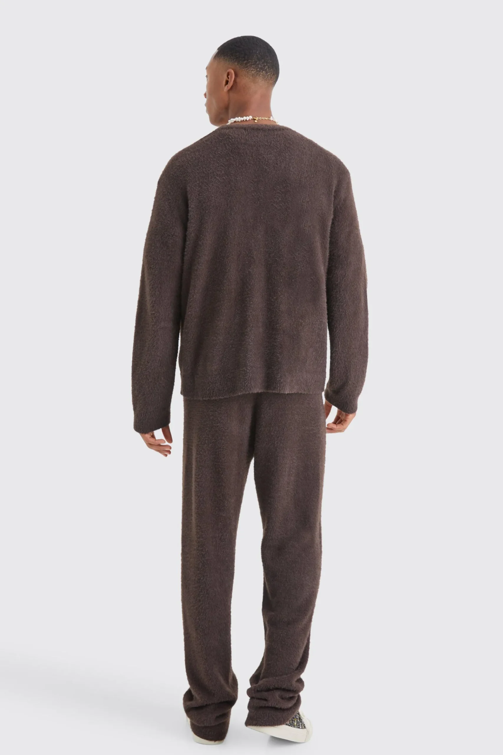 boohooMAN Relaxed Fluffy Knitted Joggers | UK| Tracksuits