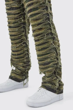 boohooMAN Relaxed Heavily Distressed Camo Trouser | UK| Trousers|Cargos