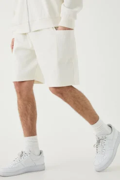 boohooMAN Relaxed Heavyweight Ribbed Patch Pocket Short | UK| Shorts