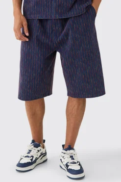 boohooMAN Relaxed Indigo Dyed Striped Jort | UK| Shorts
