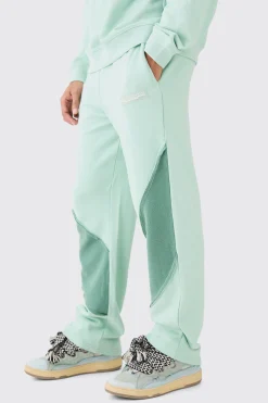 boohooMAN Relaxed Loop Back Raw Hem Panel Jogger | UK| Joggers