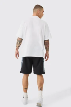 boohooMAN Relaxed Loopback Text Print Short | UK| Shorts