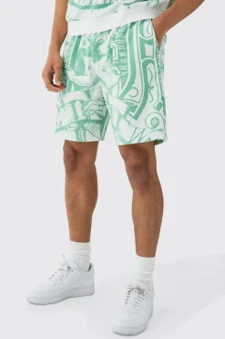 boohooMAN Relaxed Mid Length All Over Print Short | UK| Shorts