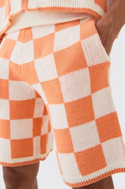 boohooMAN Relaxed Mid Length Check Knitted Short | UK| Tracksuits