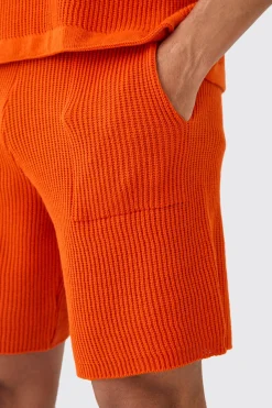 boohooMAN Relaxed Mid Length Ribbed Knit Short | UK| Tracksuits