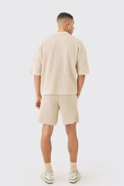 boohooMAN Relaxed Mid Length Ribbed Knit Short | UK| Tracksuits