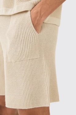 boohooMAN Relaxed Mid Length Ribbed Knit Short | UK| Tracksuits