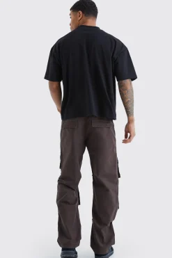 boohooMAN Relaxed Multi Cargo Ripstop Trouser With Tonal Embroidery | UK| Trousers|Cargos