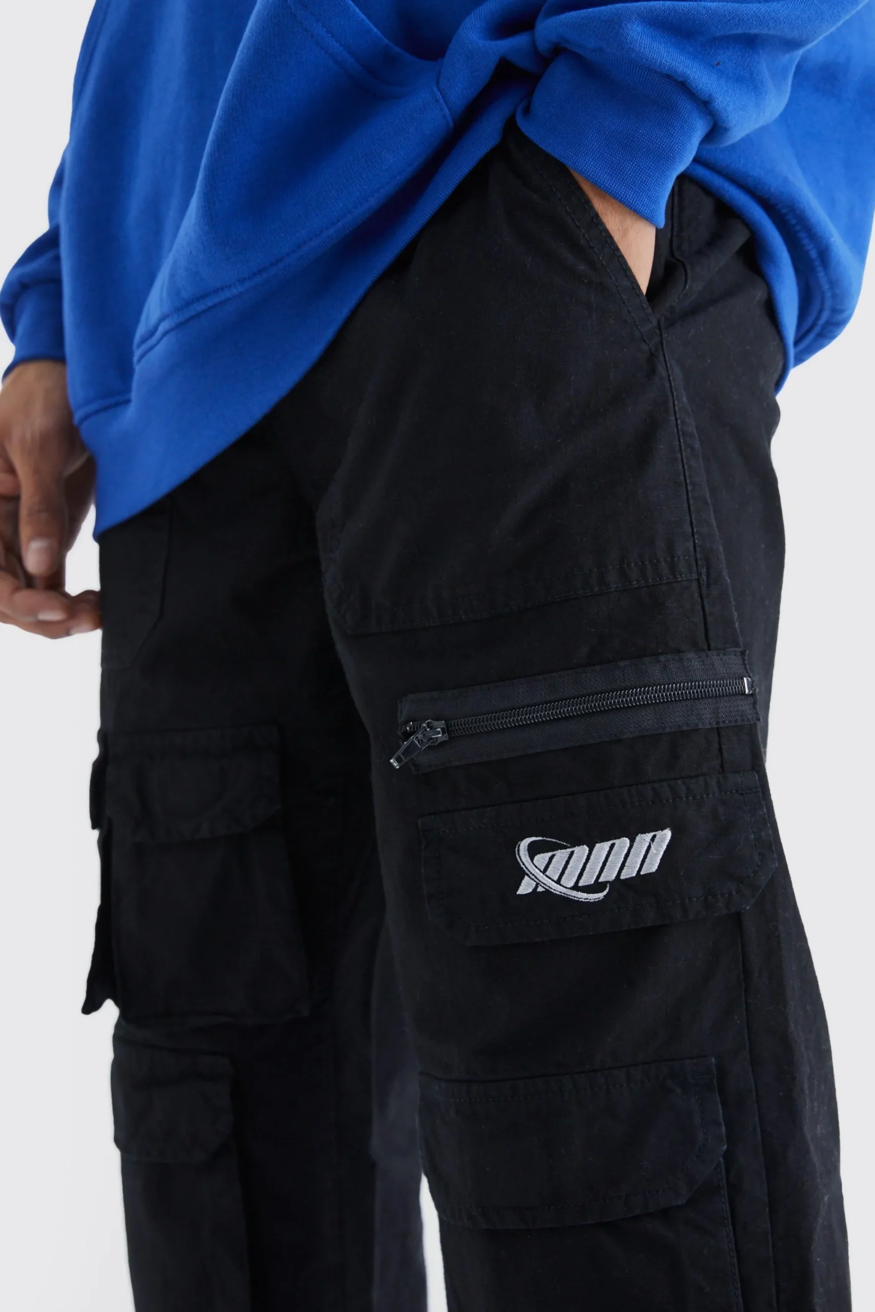 boohooMAN Relaxed Multi Cargo Ripstop Trouser With Tonal Embroidery | UK| Trousers|Cargos