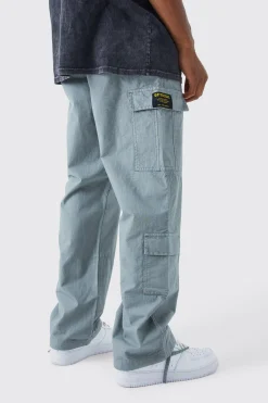 boohooMAN Relaxed Multi Cargo Ripstop Trouser With Woven Tab | UK| Trousers|Cargos