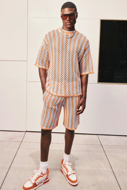 boohooMAN Relaxed Open Stitch Stripe Knitted Shorts | UK| Shorts|Tracksuits