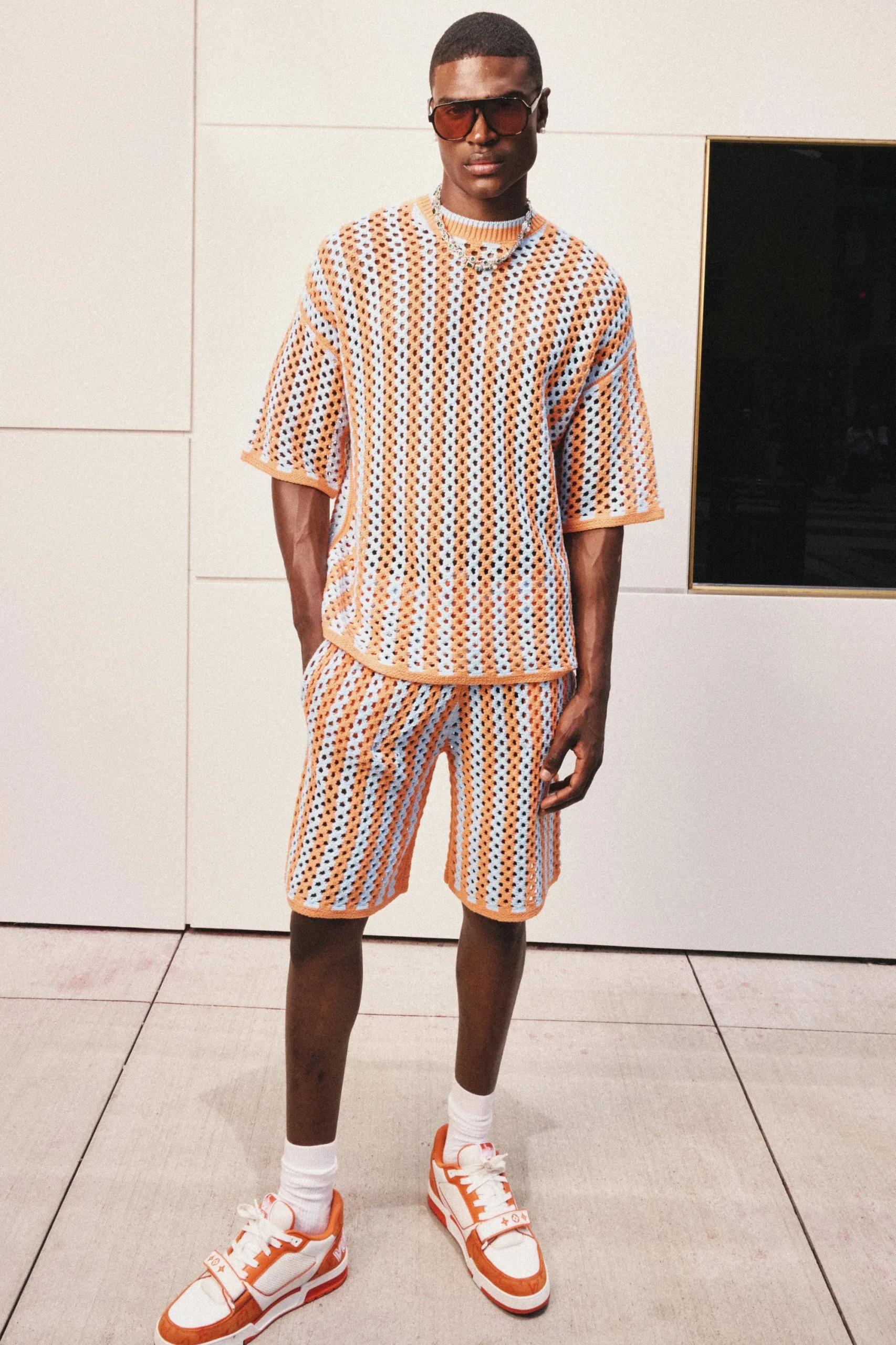 boohooMAN Relaxed Open Stitch Stripe Knitted Shorts | UK| Shorts|Tracksuits