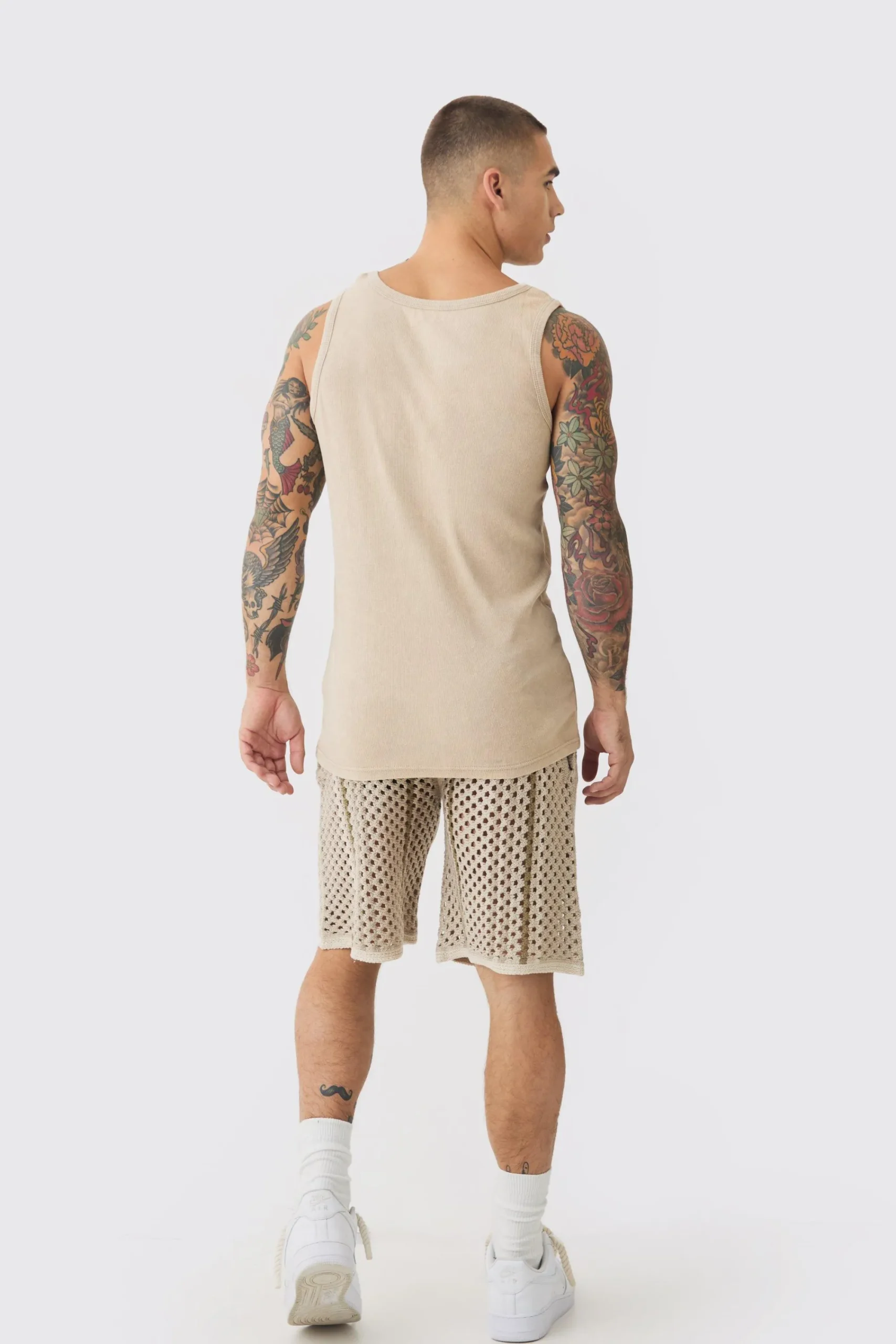 boohooMAN Relaxed Open Stitch Stripe Knitted Shorts | UK| Tracksuits