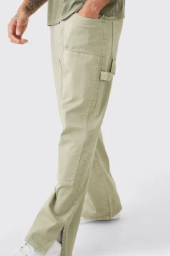 boohooMAN Relaxed Overdye Carpenter Split Hem Trouser | UK| Trousers|Cargos