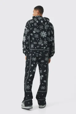 boohooMAN Relaxed Paisley Jacquard Split Hem Jogger | UK| Trousers|Joggers