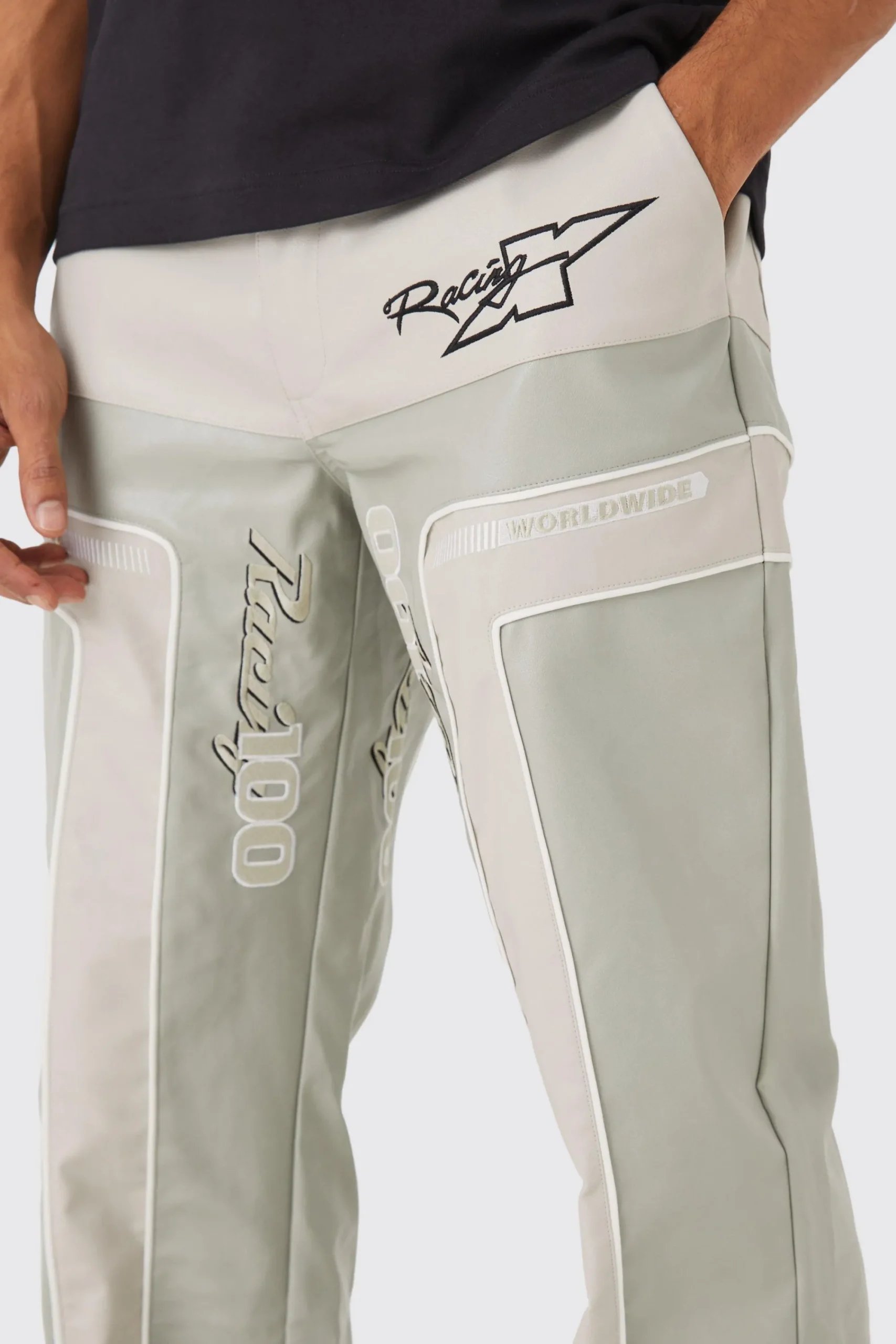 boohooMAN Relaxed Pu Moto Trouser | UK| Trousers