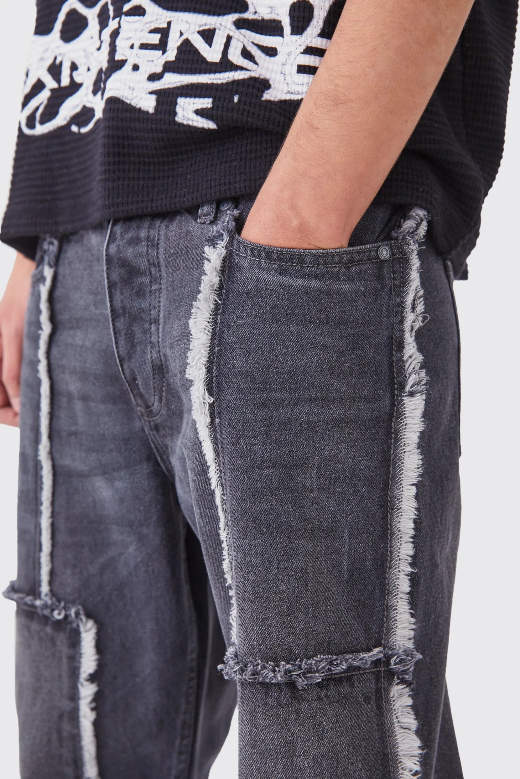 boohooMAN Relaxed Rigid Distressed Seam Denim Jean | UK| Jeans