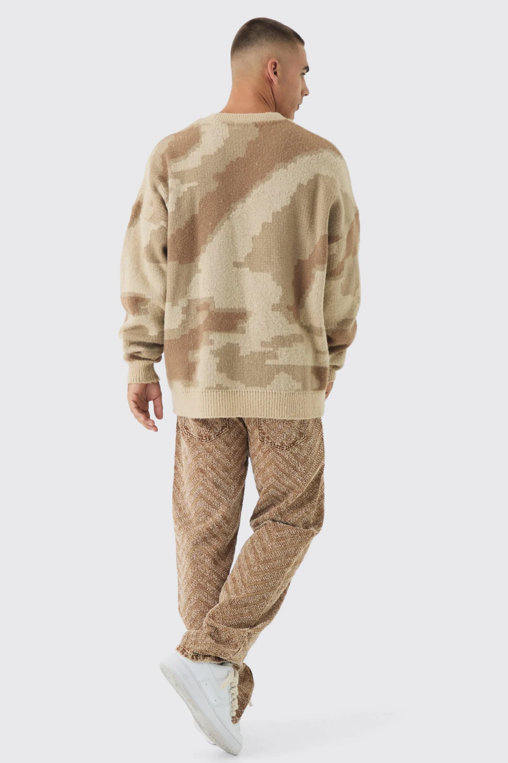 boohooMAN Relaxed Rigid Distressed Jacquard Jeans | UK| Jeans