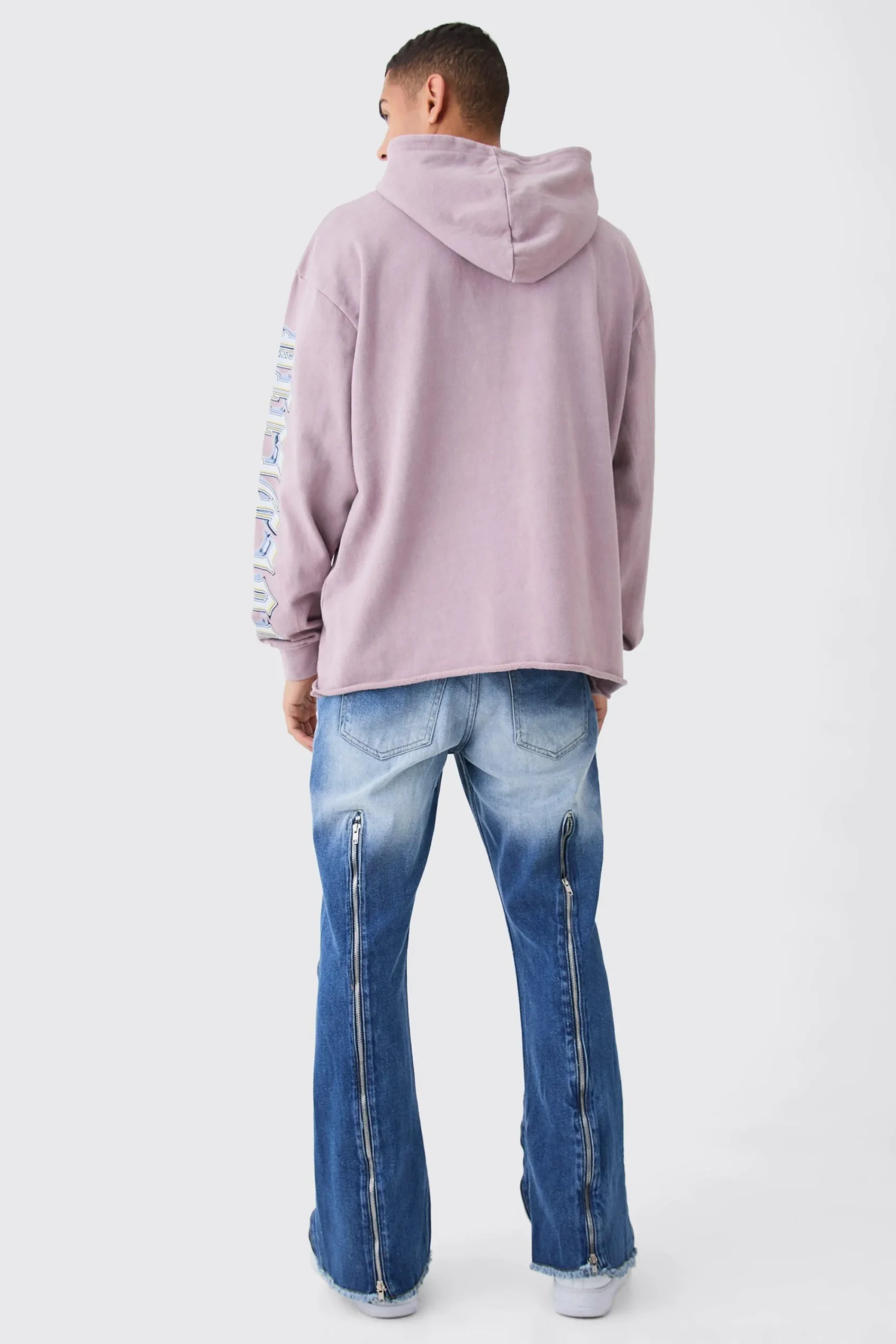 boohooMAN Relaxed Rigid Flare Multi Zip Gusset Jeans In | UK| Trousers|Jeans