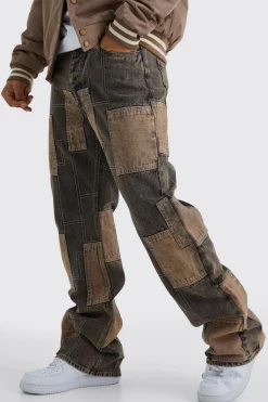 boohooMAN Relaxed Rigid Flare Patchwork Jeans | UK| Trousers|Jeans