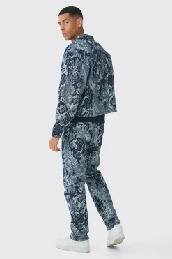 boohooMAN Relaxed Rigid Floral Jacquard Jeans | UK| Sets & Co-Ords|Jeans