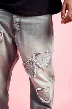 boohooMAN Relaxed Rigid Heart Applique Jean In | UK| Trousers|Jeans