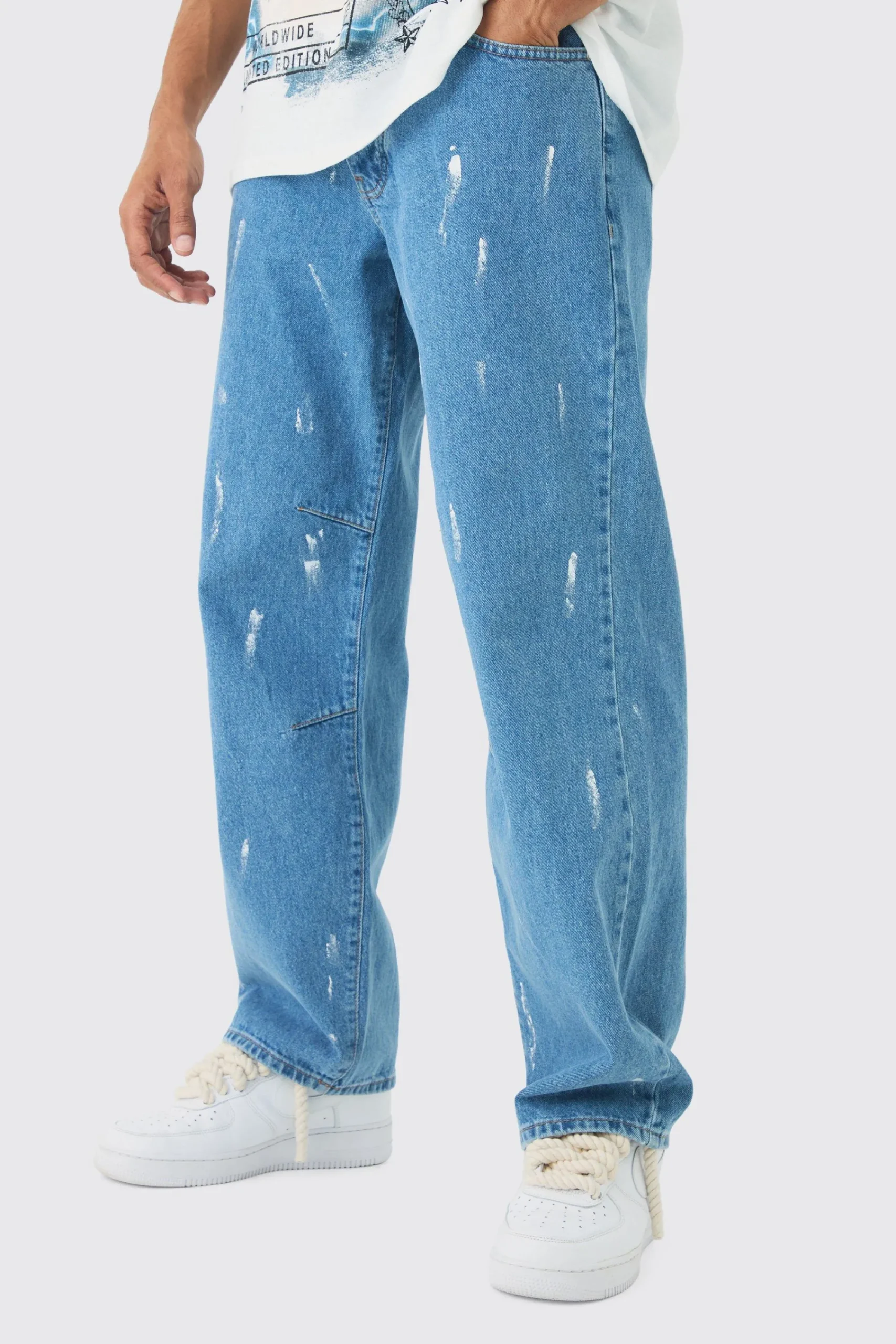 boohooMAN Relaxed Rigid Paint Splatter Denim Jeans | UK| Trousers|Jeans