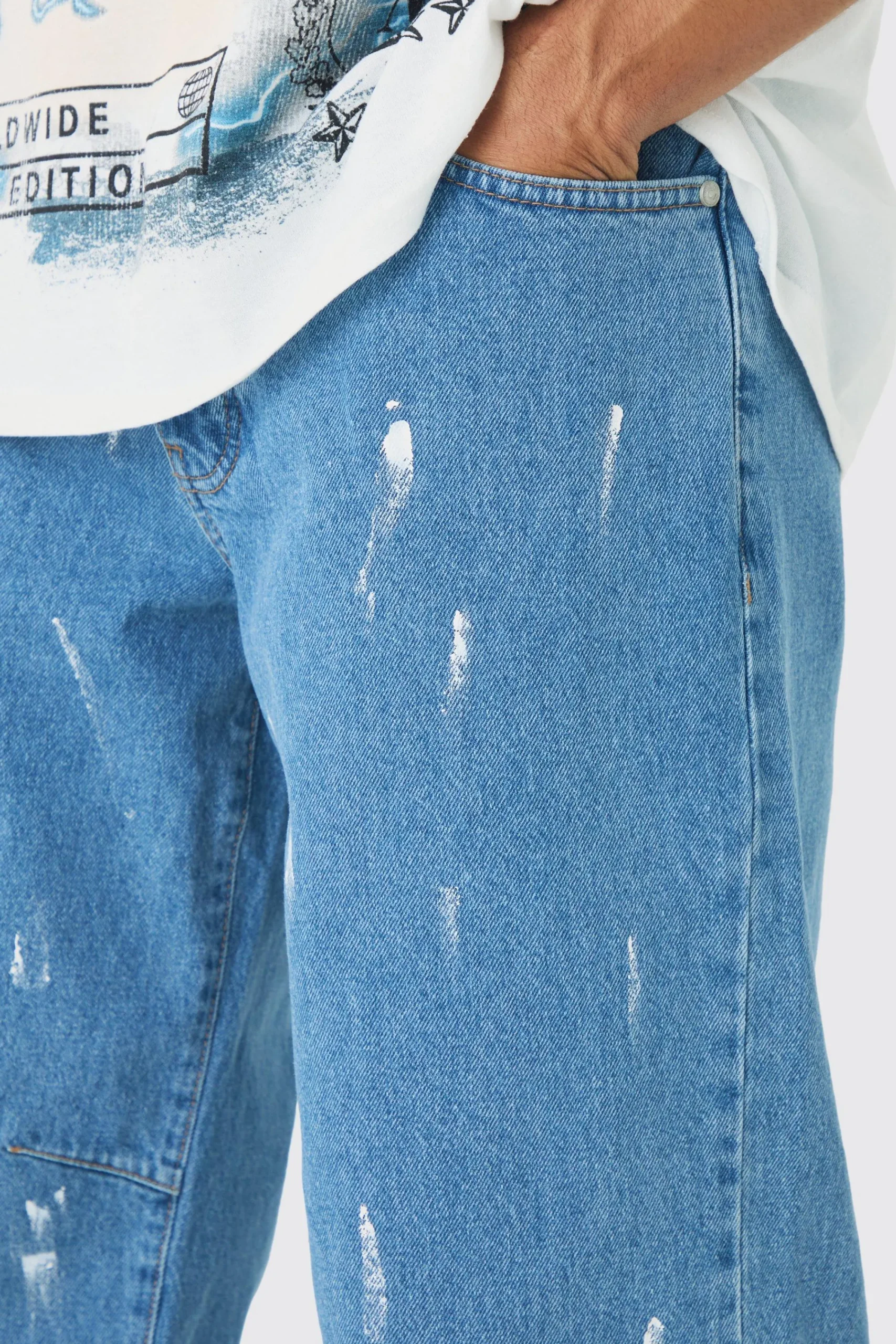 boohooMAN Relaxed Rigid Paint Splatter Denim Jeans | UK| Trousers|Jeans
