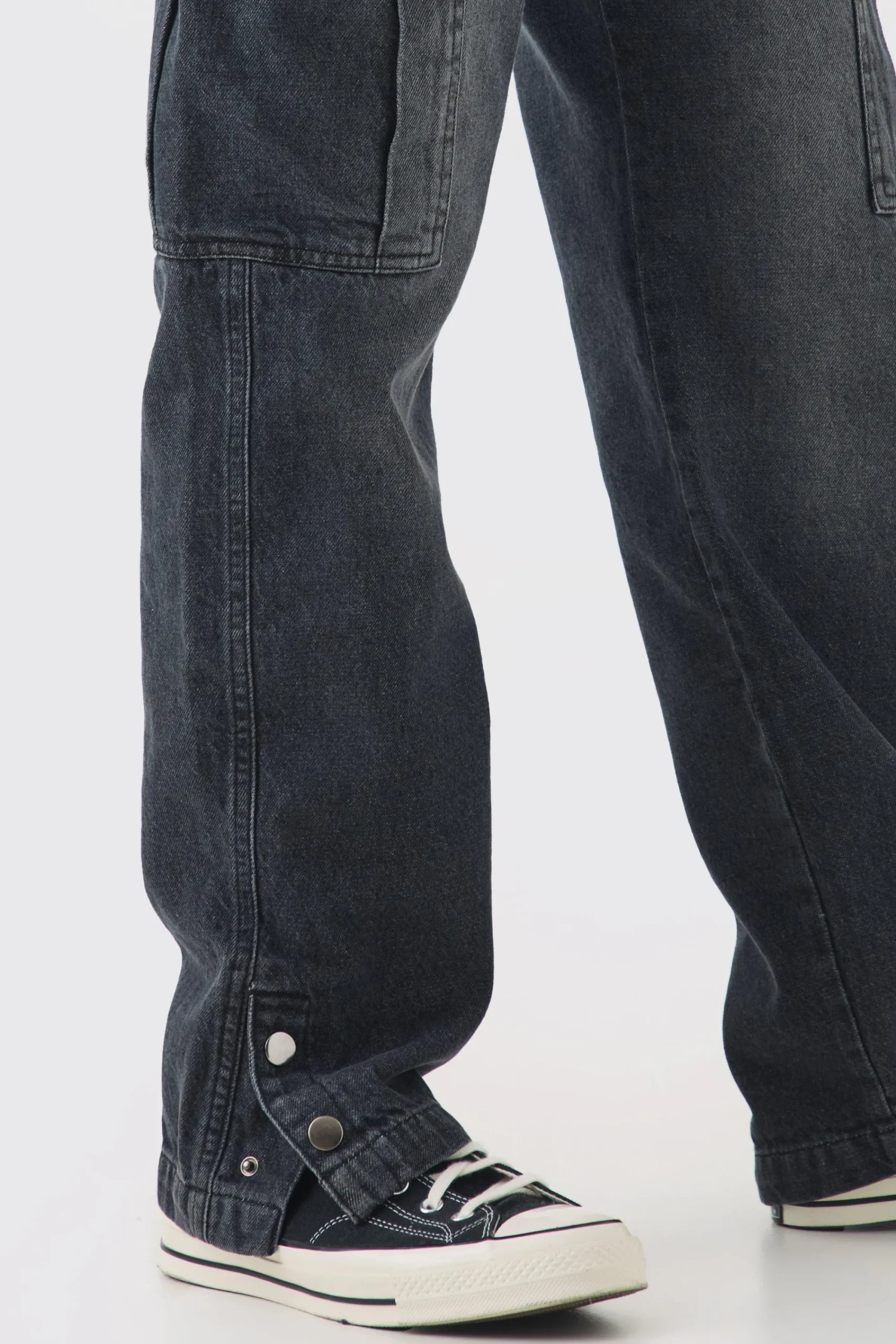 boohooMAN Relaxed Rigid Popper Hem Cargo Jeans | UK| Trousers|Jeans