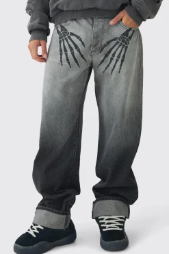 boohooMAN Relaxed Rigid Skeleton Hand Washed Jeans | UK| Jeans