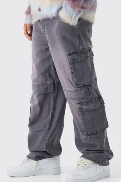 boohooMAN Relaxed Rigid Tinted Multi Cargo Denim Jeans | UK| Trousers|Jeans