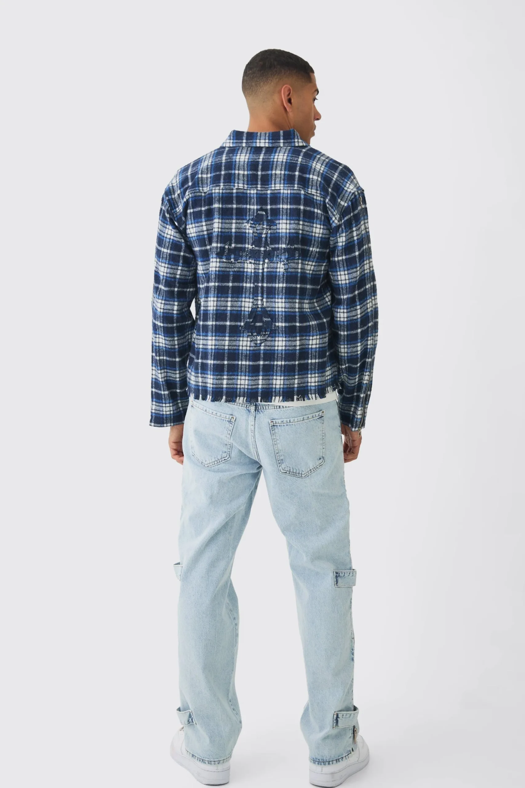 boohooMAN Relaxed Rigid Zip Detail Acid Washed Jeans | UK| Trousers|Jeans