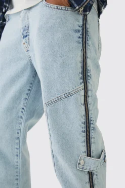 boohooMAN Relaxed Rigid Zip Detail Acid Washed Jeans | UK| Trousers|Jeans