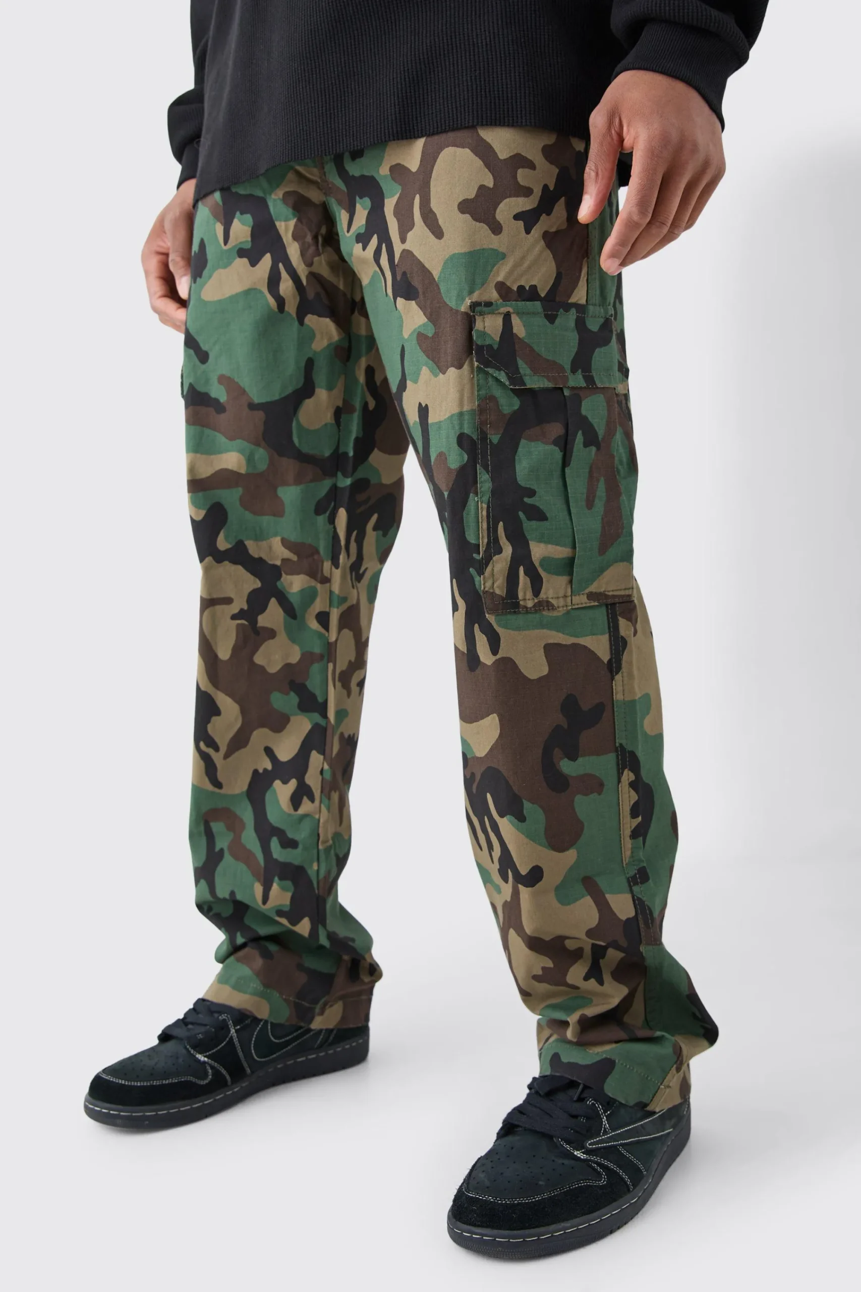 boohooMAN Relaxed Ripstop Camo Cargo Trouser | UK| Trousers
