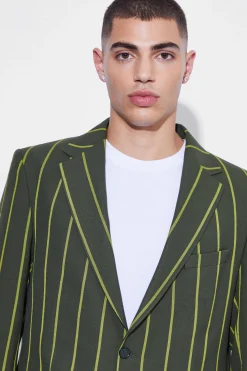 boohooMAN Relaxed Single Breasted Wide Stripe Suit Jacket | UK| Suits & Tailoring