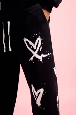 boohooMAN Relaxed Split Hem Heart Jogger | UK| Trousers|Joggers