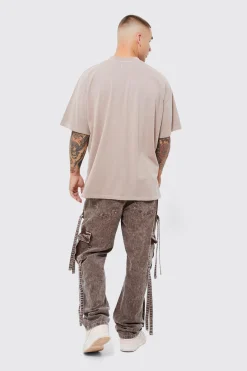 boohooMAN Relaxed Strap Detail Acid Wash Corduroy Trousers | UK| Trousers