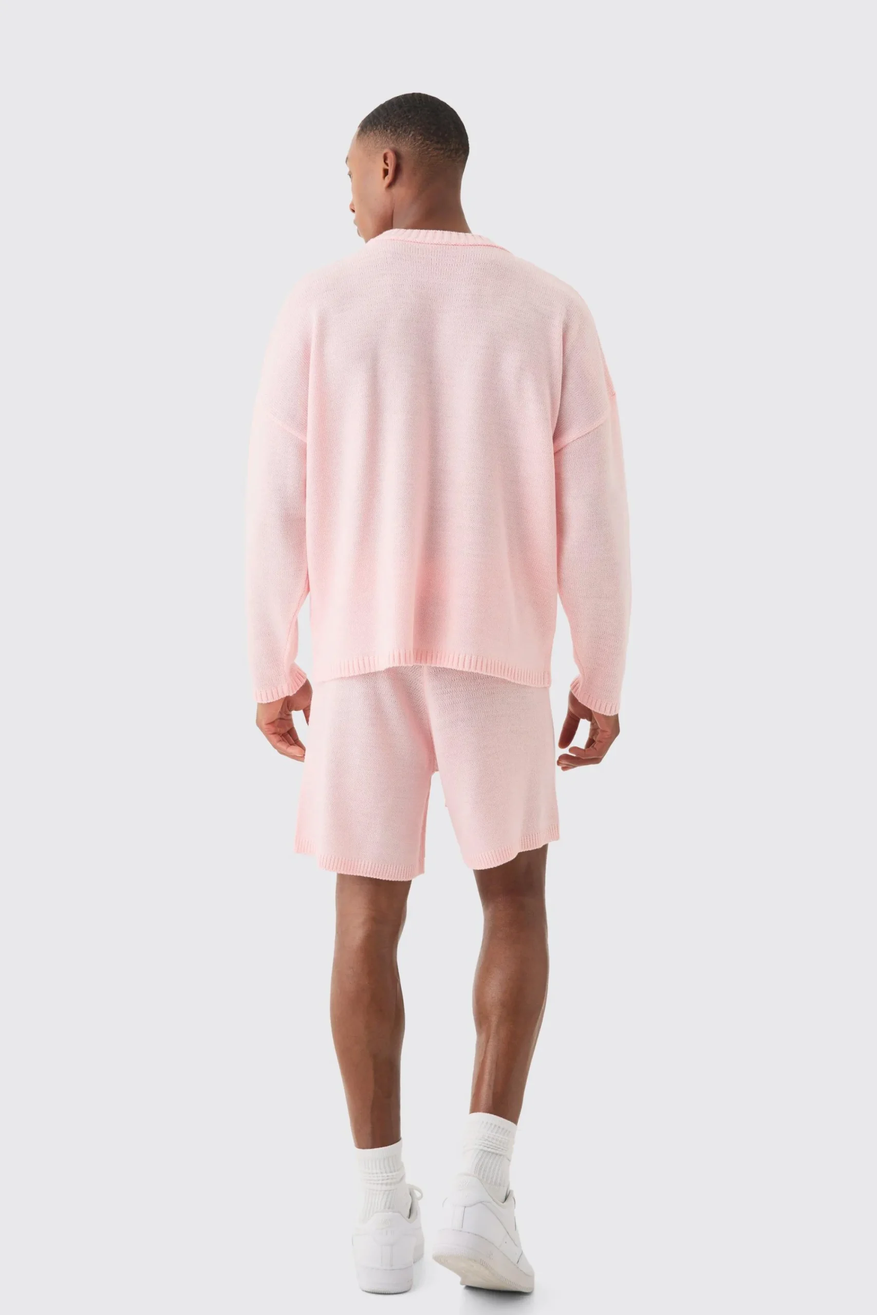 boohooMAN Relaxed Varsity Jacquard Knit Short | UK| Tracksuits