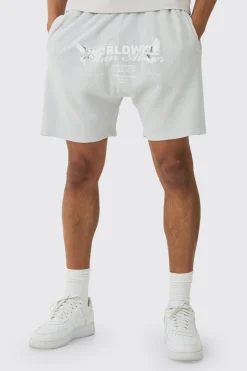 boohooMAN Relaxed Washed Heavyweight Graphic Waffle Shorts | UK| Shorts