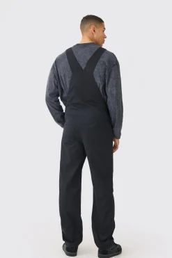 boohooMAN Relaxed Washed Twill Official Dungarees | UK| Trousers|Cargos