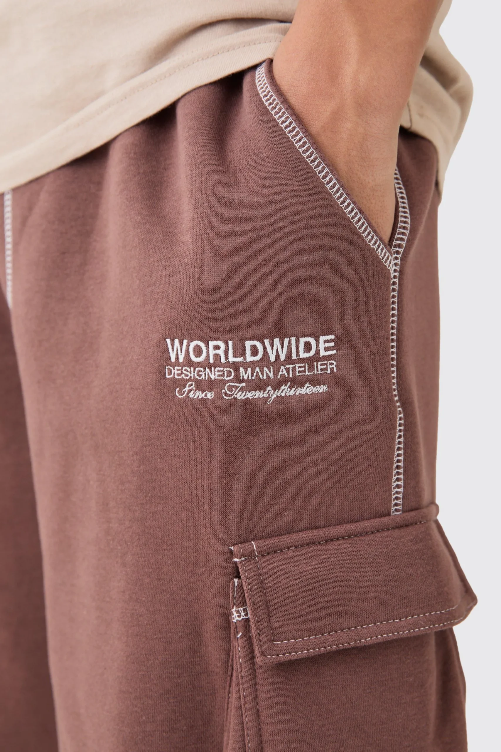 boohooMAN Relaxed Worlwide Contrast Stitch Cargo Shorts | UK| Shorts