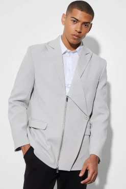 boohooMAN Relaxed Zip Blazer | UK| Suits & Tailoring