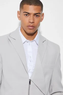 boohooMAN Relaxed Zip Blazer | UK| Suits & Tailoring