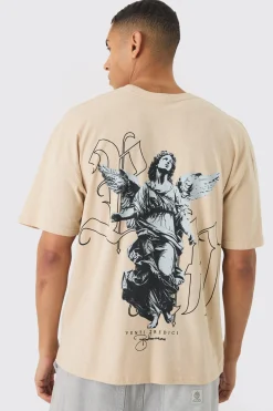 Renaissance Print Washed T-Shirt | UK^boohooMAN Discount