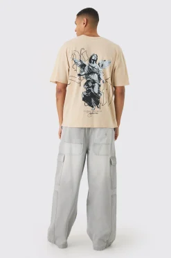 Renaissance Print Washed T-Shirt | UK^boohooMAN Discount