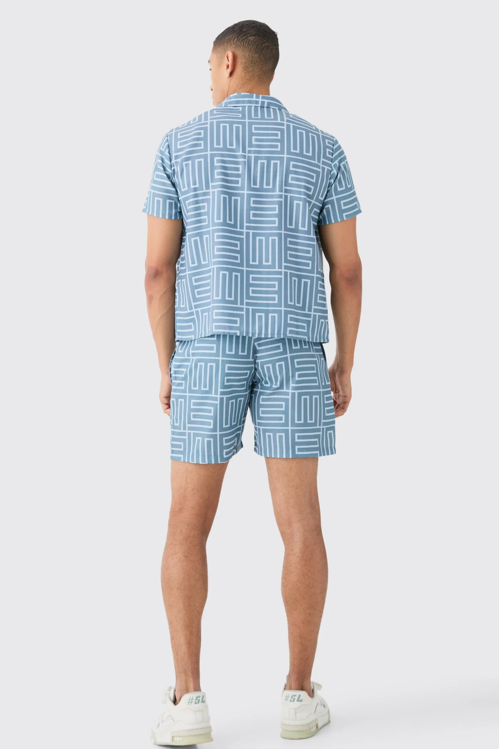 boohooMAN Revere Collar Boxy Shirt And Short Set In | UK| Sets & Co-Ords