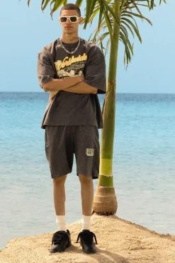 boohooMAN Reverse Loopback Printed Half Sleeve Sweatshirt | UK| Hoodies & Sweatshirts