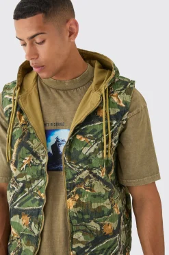 Reversible Camo Twill Gilet | UK^boohooMAN Hot