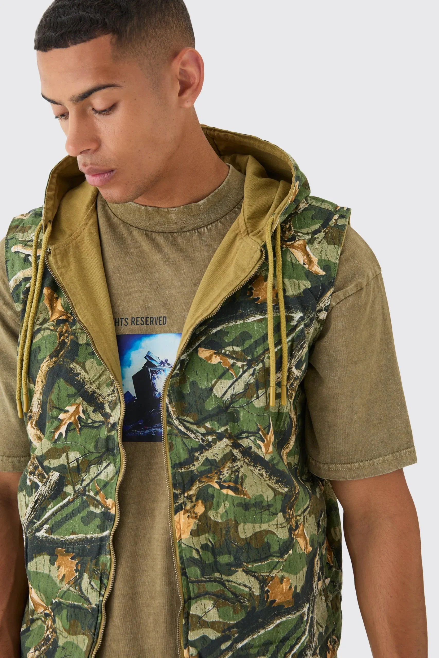 Reversible Camo Twill Gilet | UK^boohooMAN Hot